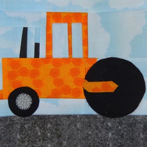 Steamroller foundation paper pieced PDF vehicle quilt block pattern