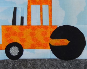 Steamroller foundation paper pieced PDF vehicle quilt block pattern