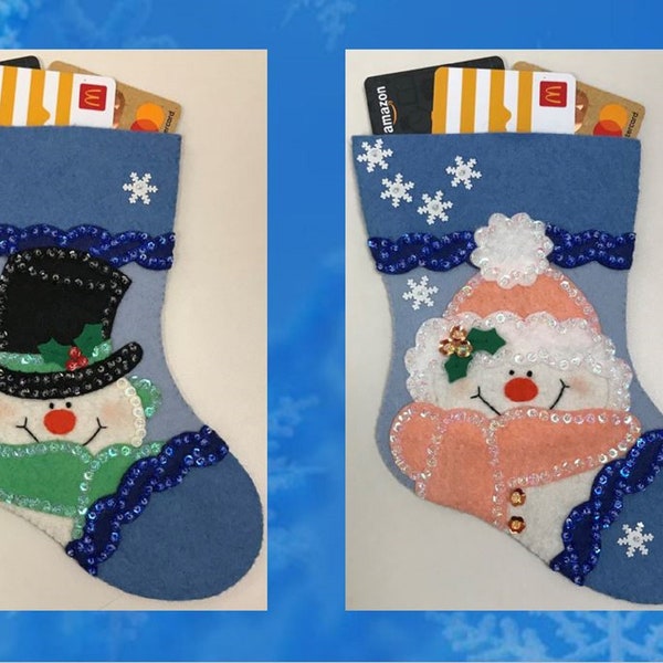 Snowman gift card stocking PDF pattern