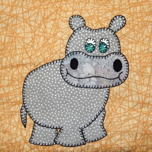 Hippo PDF applique quilt block pattern