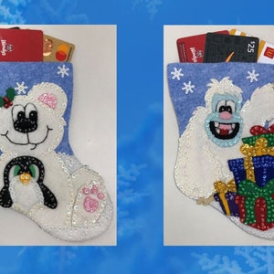 Polar Pals gift card stocking PDF pattern