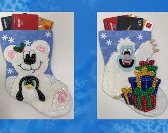 Polar Pals gift card stocking PDF pattern