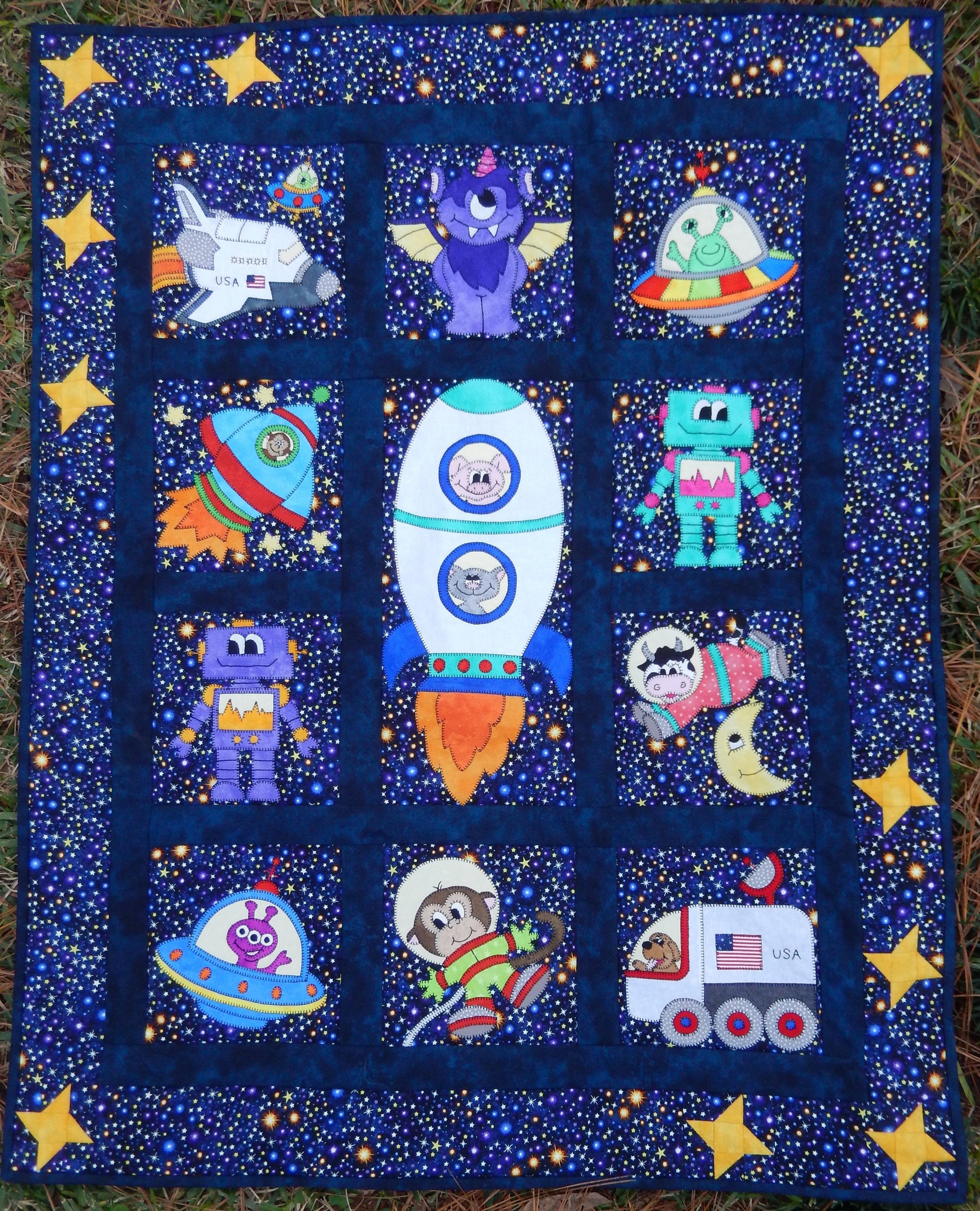 Space baby quilt sale