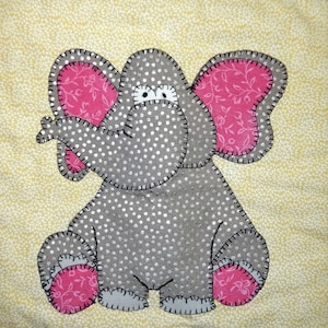 African elephant PDF applique quilt block pattern image 2