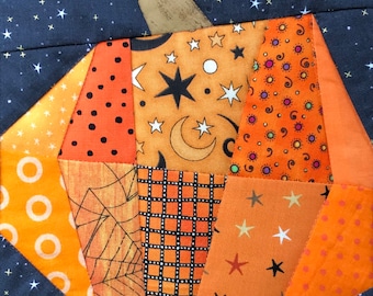 Wonky Pumpkin PDF quilt block pattern