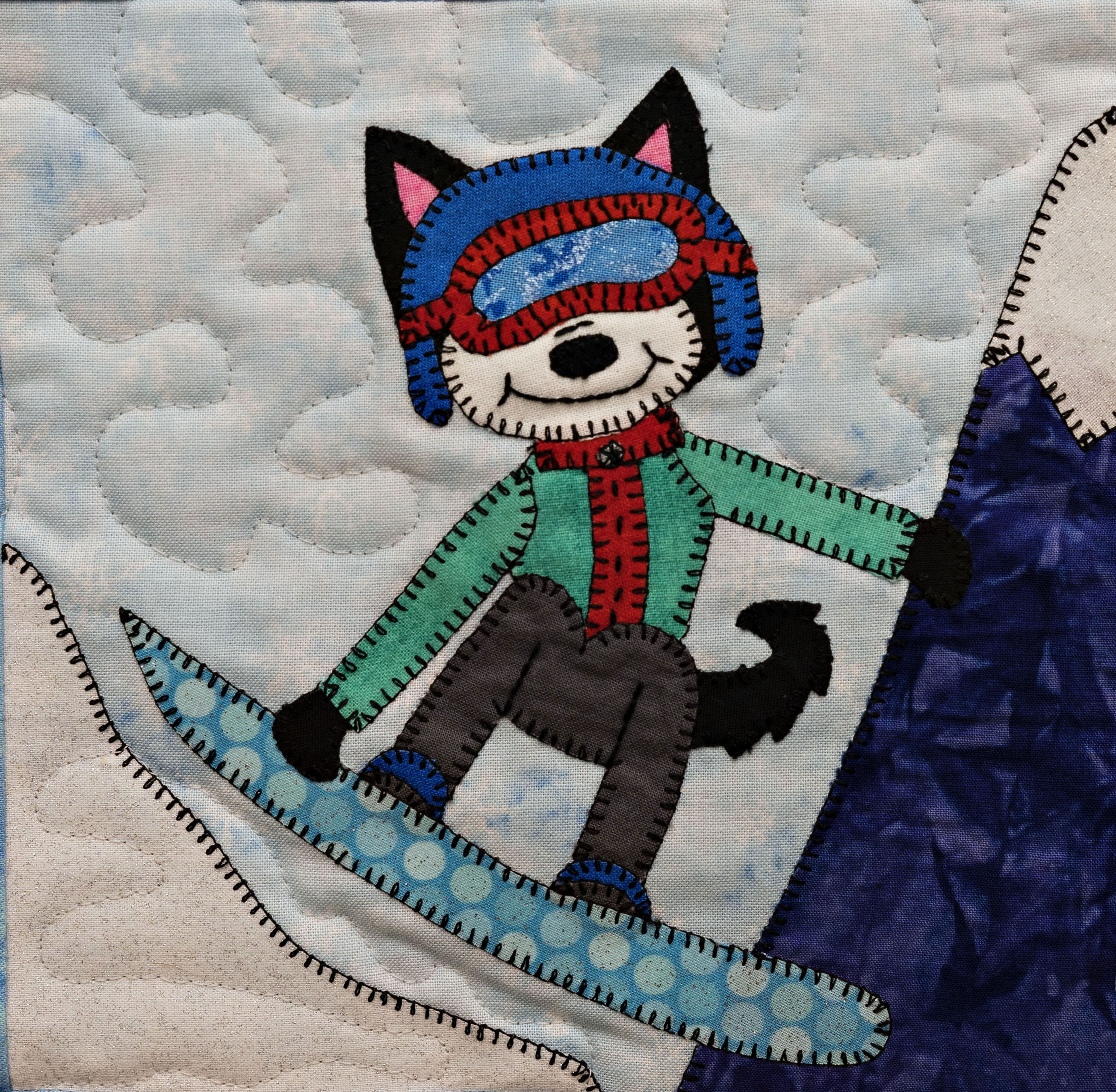 Snowboard husky dog PDF applique quilt block pattern Etsy