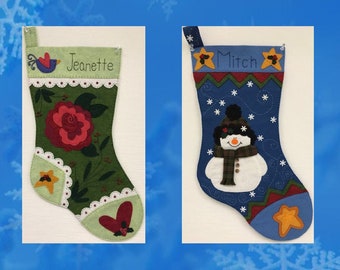 Primitive Christmas stocking PDF pattern