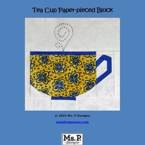 Tea cup PDF pieced quilt block pattern image 3