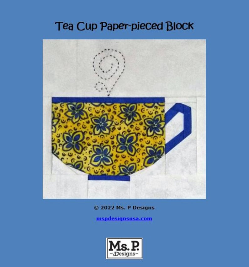 Tea cup PDF pieced quilt block pattern image 3