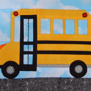 School bus PDF quilt block pattern