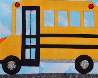 School bus PDF quilt block pattern