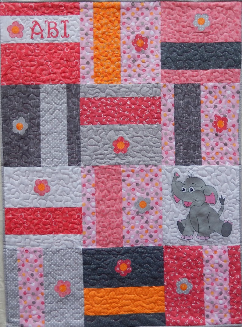 Elephant Applique PDF Baby Quilt Pattern Etsy