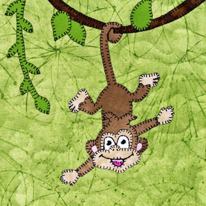 Monkey PDF applique quilt block pattern