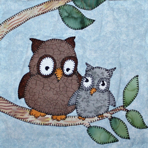 Owl PDF applique quilt block pattern