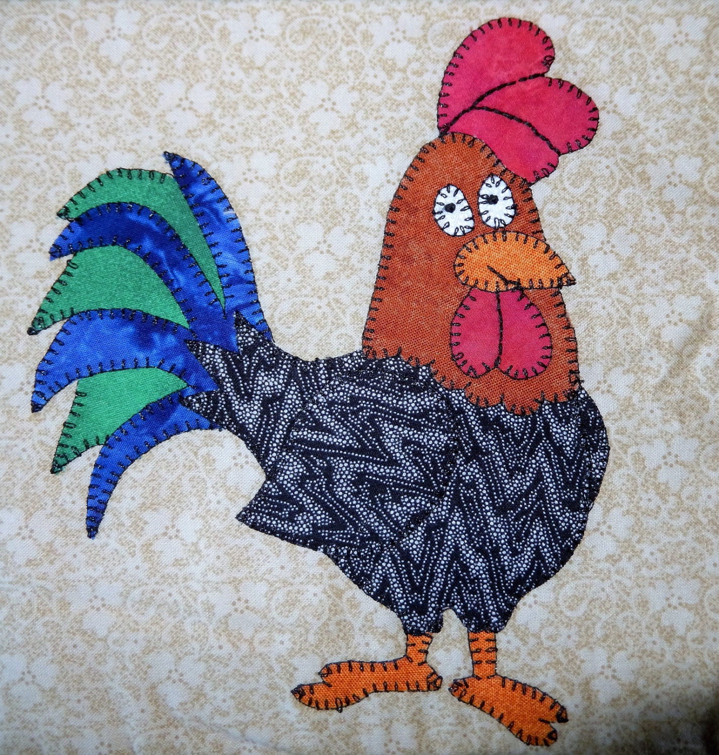 Rooster PDF Applique Quilt Block Pattern - Etsy