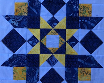 Blue Ridge Mountain Star PDF pieced quilt block pattern