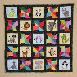 Zoo animal PDF quilt pattern; A Day at the Zoo