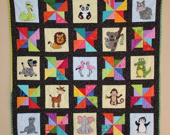 Zoo animal PDF quilt pattern; A Day at the Zoo