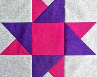 Spinning Star PDF pieced quilt block pattern