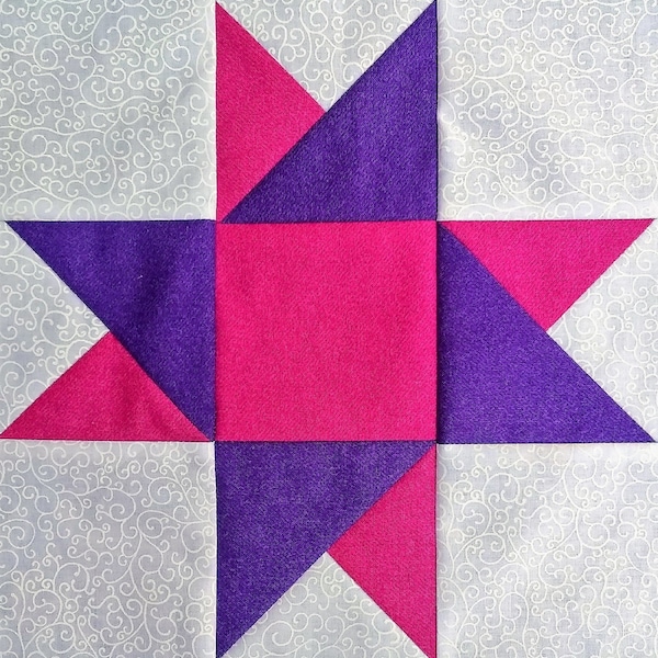 Spinning Star PDF pieced quilt block pattern