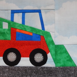 Skid loader vehicle PDF quilt block pattern