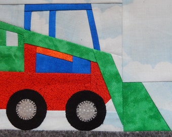 Skid loader vehicle PDF quilt block pattern