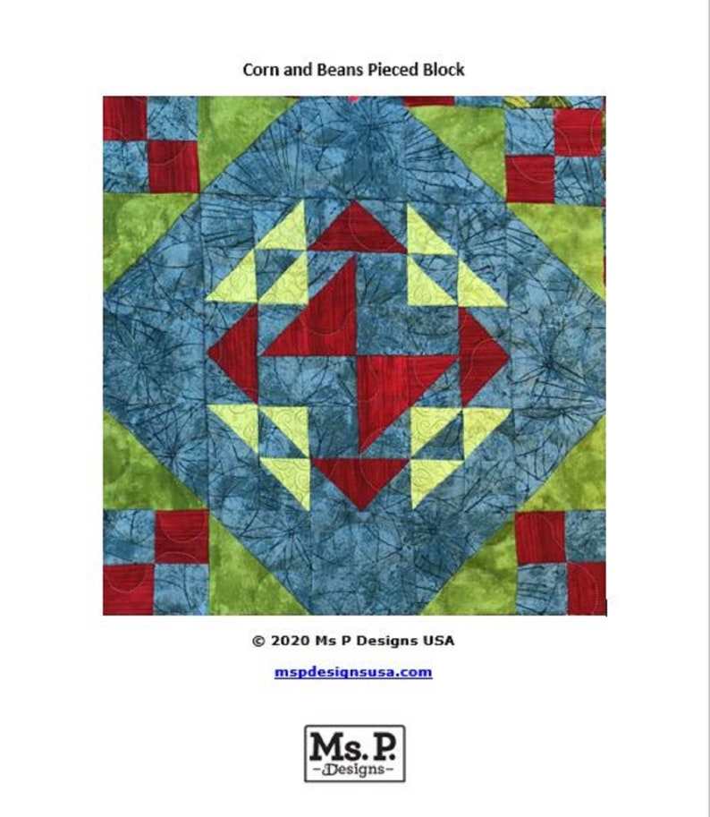 Corn and Beans PDF Pieced Quilt Block Pattern Etsy