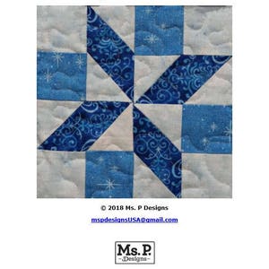 Pieced snowflake PDF easy quilt block pattern image 2