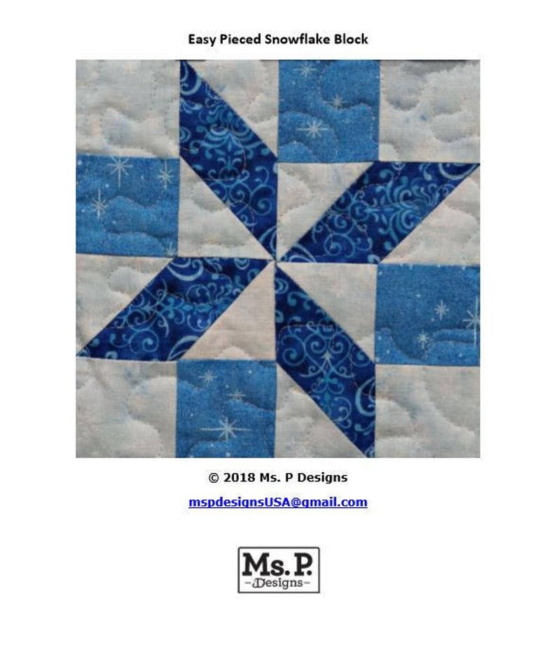 Pieced snowflake PDF easy quilt block pattern image 2