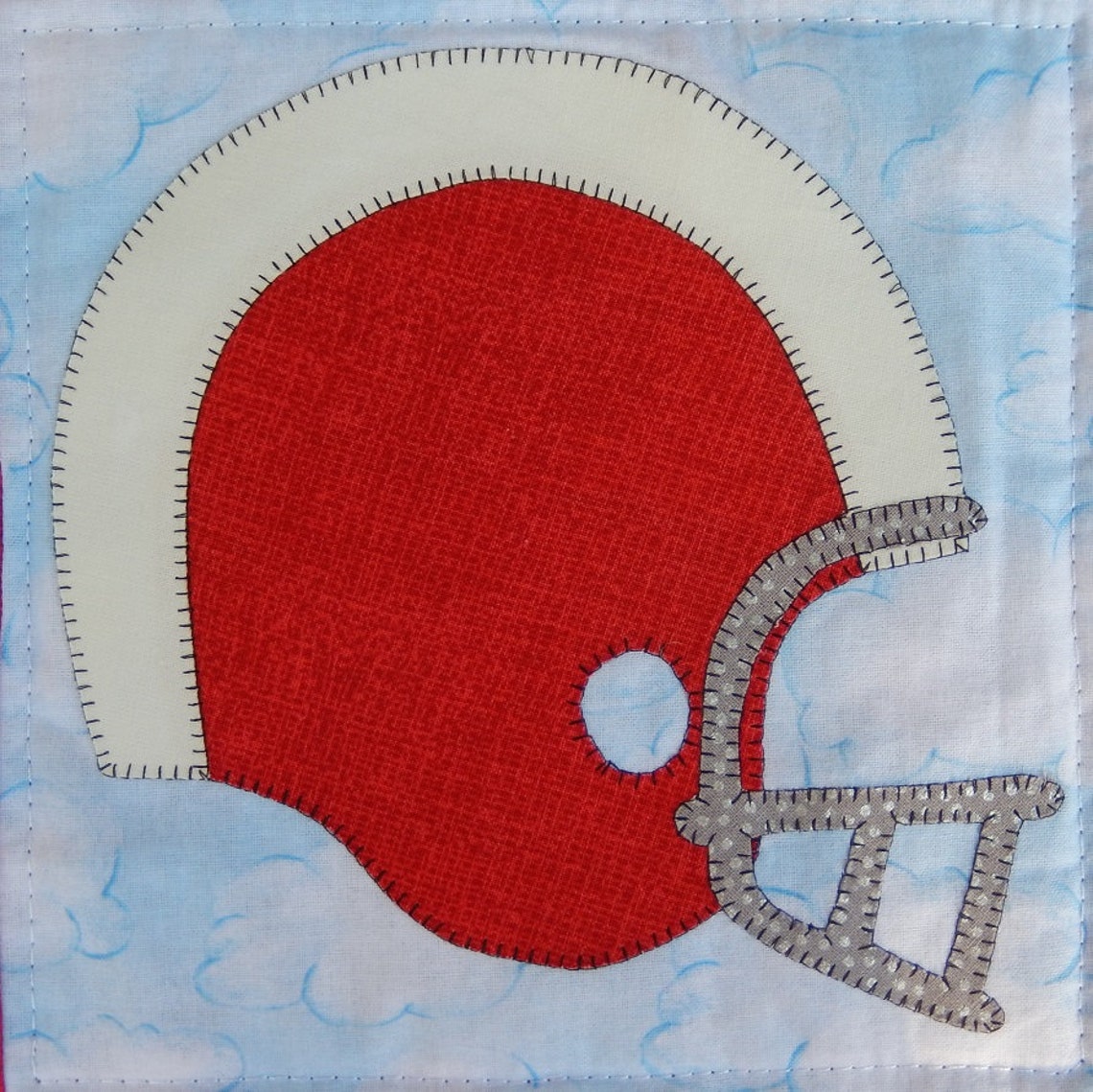 Football helmet PDF applique quilt block pattern Etsy