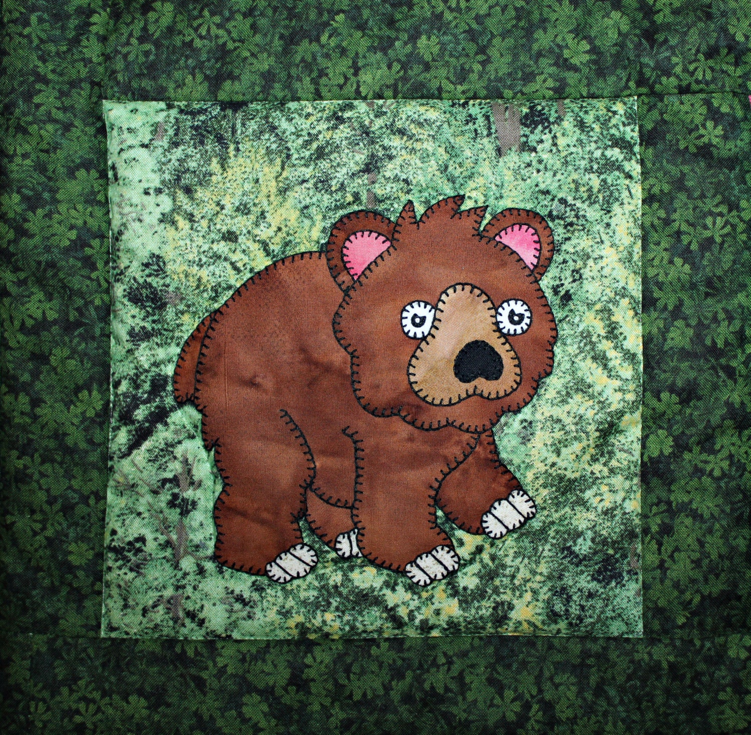 Brown bear PDF applique quilt block pattern Etsy