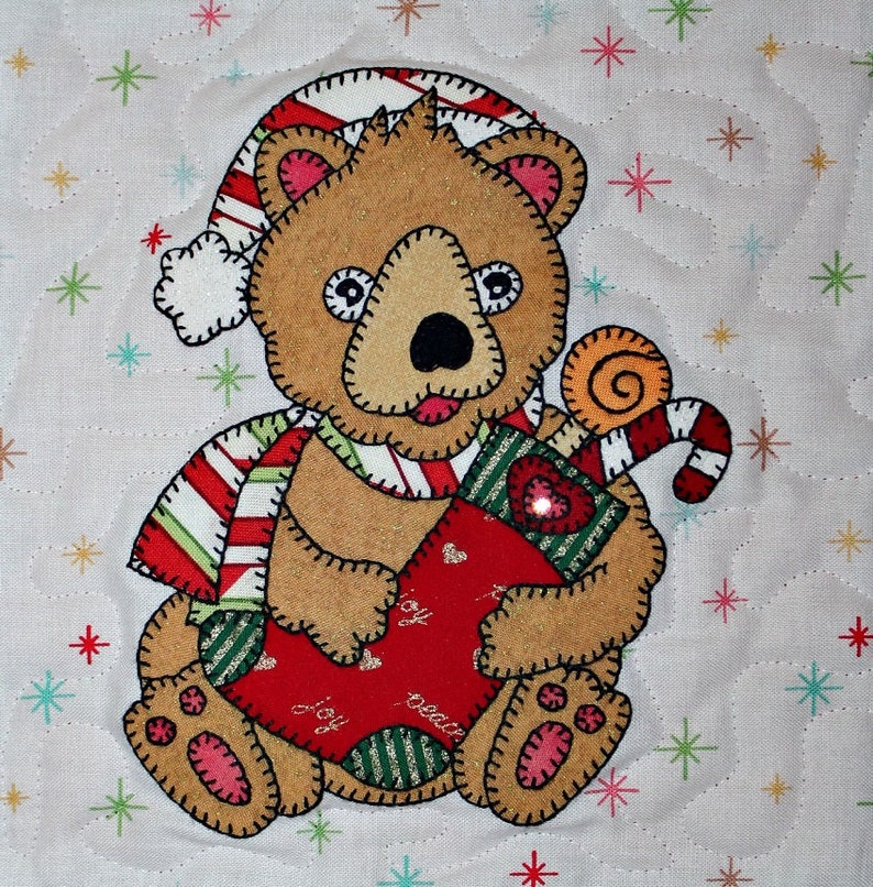Christmas elf animals PDF applique block pattern