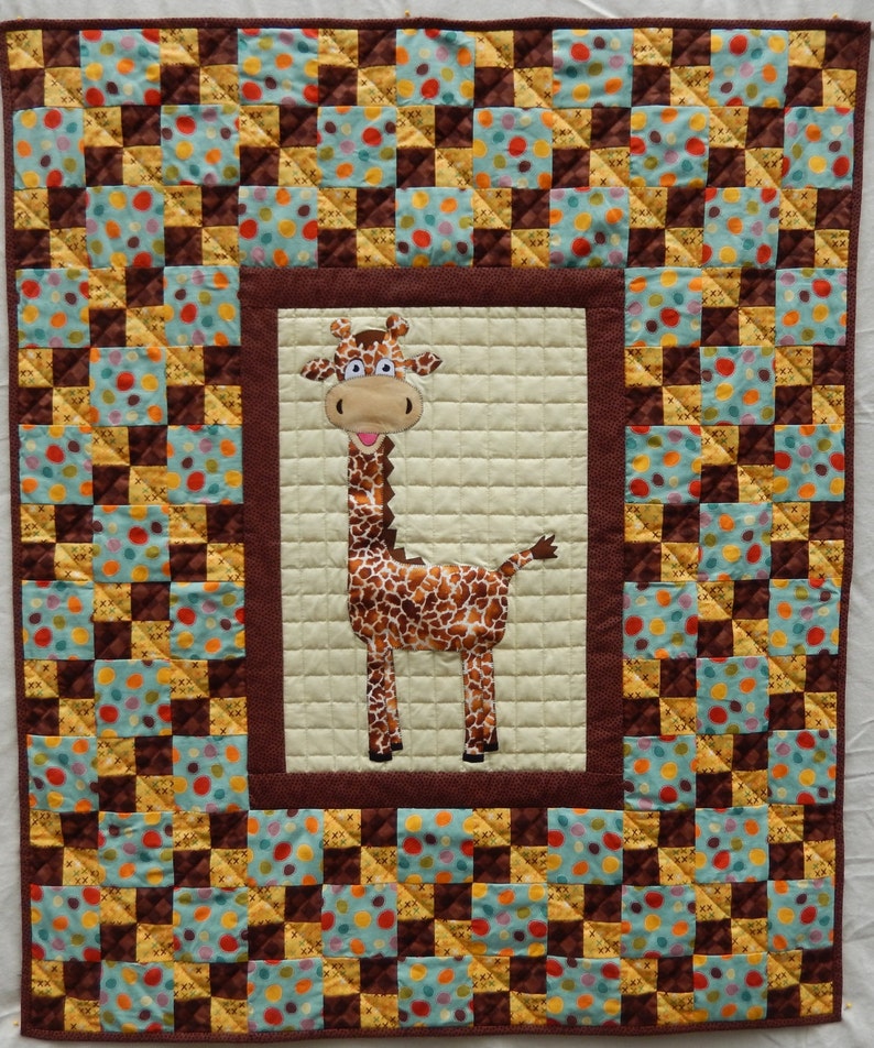 giraffe applique baby quilt pdf pattern etsy
