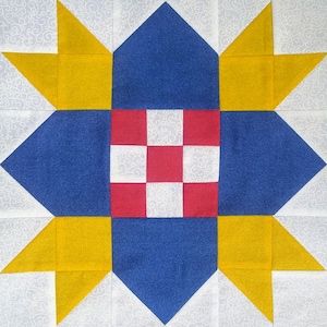 Checkerboard Star PDF pieced quilt block pattern