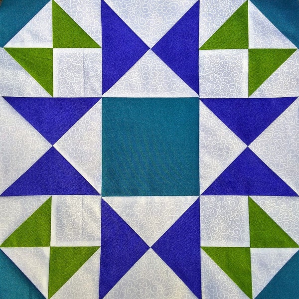 Morning Star PDF pieced quilt block pattern