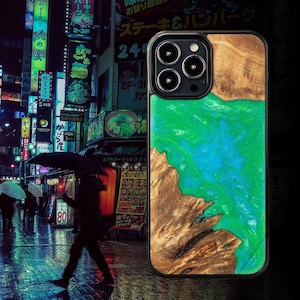 Resin and Wooden Case - Tokyo - Cover for Samsung Galaxy S25 Ultra S25 S24 Ultra S23 S24 FE S23 FE A56 A36 A26 A55 A35 and others