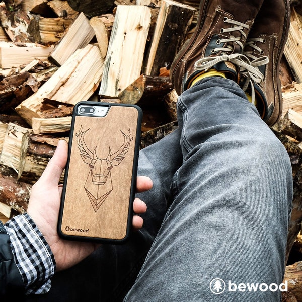 Deer Imbuia Real Wood Case for Samsung Galaxy S24 S23 Ultra S23 FE S21 FE iPhone 15 14 13 Pro 12 Pro Max Xiaomi 14 13T Redmi others