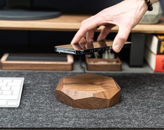 Draadloze 15W oplader QI Walnut - voor iPhone 8 X Xs 11 12 voor Samsung Galaxy Houten draadloos laadstation - Inductieve houten telefoonoplader