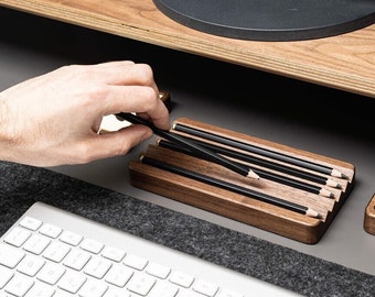 Pen Holder for Desk Wooden Tray Pen Stand Pencil Holder Wood Office Desk Organizer Christmas Gift, Gift for Him, Office Gift