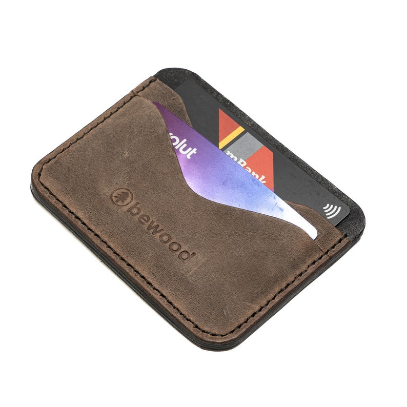 Leather CREDIT CARD HOLDER Bewood Business Black / Cognac / Grey 3 colors to choose from zdjęcie 5