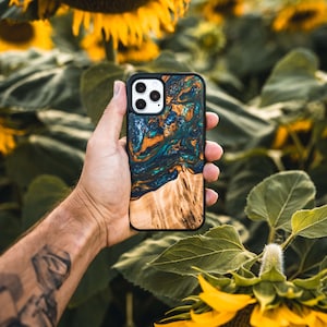 Estuche de Resina y Madera - Mercury - Funda para Galaxy S24 S23 Ultra S21 FE S23 FE iPhone 15 14 Pro 13 Pro Max Xiaomi 14 13T Redmi Note 12 otros