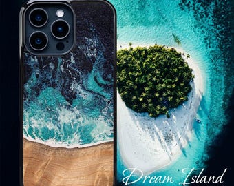 Resin and Wooden Case - Dream Island! - Cover for Samsung Galaxy S25 Ultra S25 S24 Ultra S23 S24 FE S23 FE A56 A36 A26 A55 A35 and others