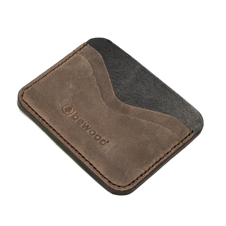 Leather CREDIT CARD HOLDER Bewood Business Black / Cognac / Grey 3 colors to choose from zdjęcie 2