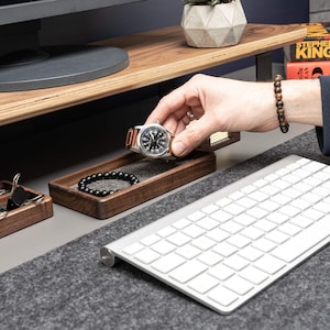 Catch All Tray Wooden Jewelry Tray Organizer, keys, watch, pens. Rectangle wood tray Gift for Him office desk accessories