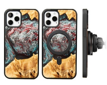 Resin and Wooden Case Pluto Cover for Galaxy S24 S23 Ultra S21