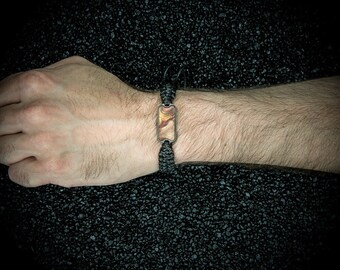 Houten & Hars Armband - Vuur - 4 Elementen - Katoenen Armband - Echt Hout - Hars Armband