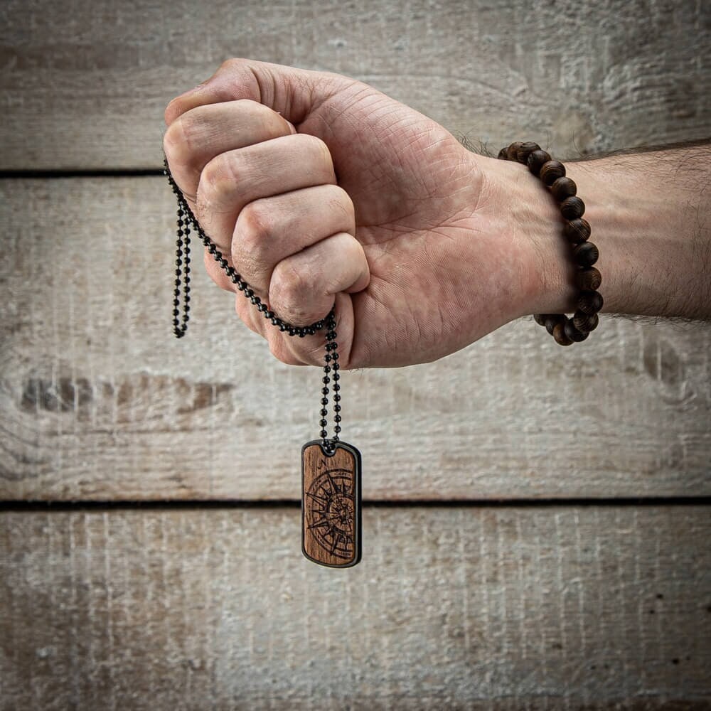 ARMY DOG TAG Pendant Mens Necklace Card Identity Compass ARMY DOG TAG Pendant Mens Necklace Card Identity Compass
