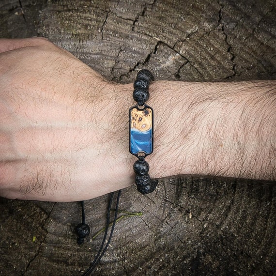 Wooden Resin Bracelet Air 4 Elements Volcanic Stone Bracelet Real Wood Resin Bracelet Etsy UK