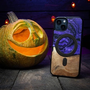 Resin and Wooden Case - Violet - Cover for Samsung Galaxy S25 Ultra S25 S24 Ultra S23 S24 FE S23 FE A56 A36 A26 A55 A35 and others