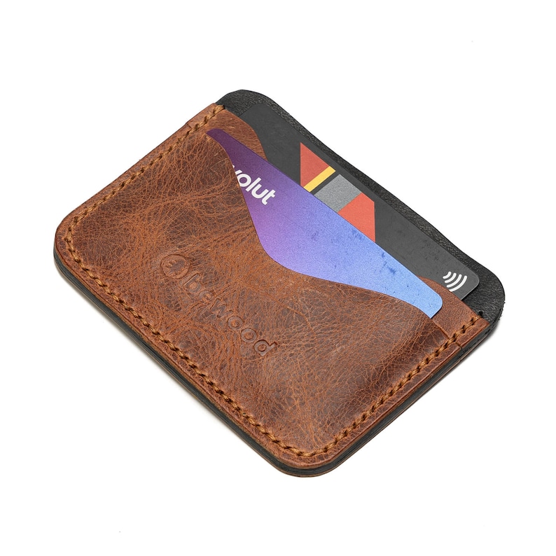 Leather CREDIT CARD HOLDER Bewood Business Black / Cognac / Grey 3 colors to choose from zdjęcie 6